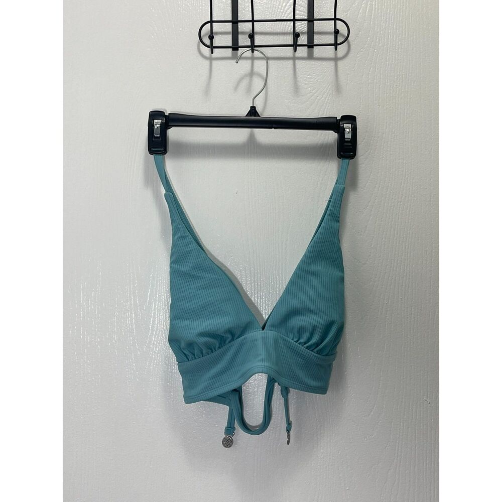 Time and Tru Women's Ribbed Lace-Up Bikini Top